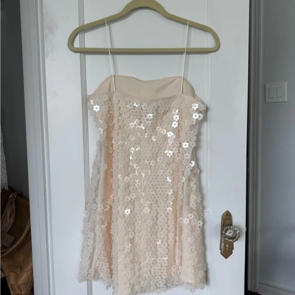 Zara Cream Sequin Mini Dress - Picture 2 of 6